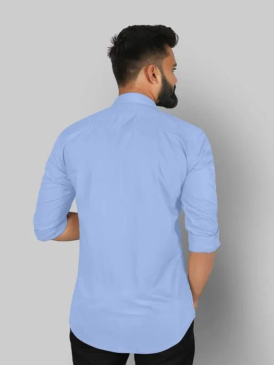Men’s Sky Blue Slim Fit Formal & Casual Shirt Full Sleeve Solid Shirt Pack of 3
