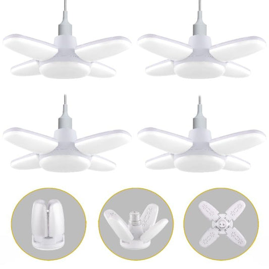Charkee 25W Cool Day Mini fan Blade 4 Leaf Foldable LED Bulb with Angle Adjustable Ceiling Lights Home Pack of 4