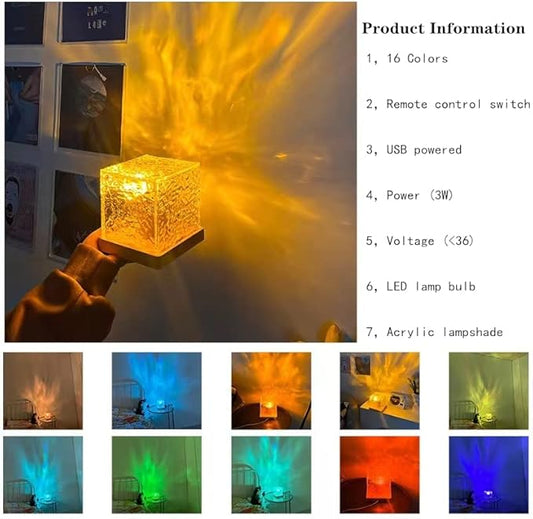 Wave Lamp, Wave Light Cube, Aurora Glow Lamp Crystal Night Light, Romantic Lamp for Room Decor, LED Wave Lights, Room Decor for Kids