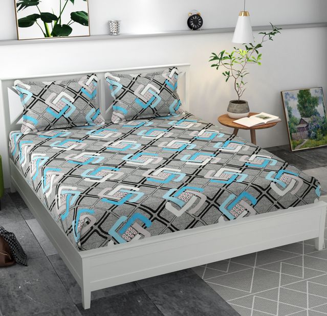 Premium MICROFIBER ELASTIC FITTED DOUBLE BEDSHEET WITH TWO PILLOW COVERS (70X76X6 Inches)