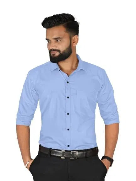 Men’s Sky Blue Slim Fit Formal & Casual Shirt Full Sleeve Solid Shirt Pack of 3